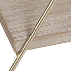 Scaffale da parete a tre ripiani in legno e metallo, triangolare, naturale/oro