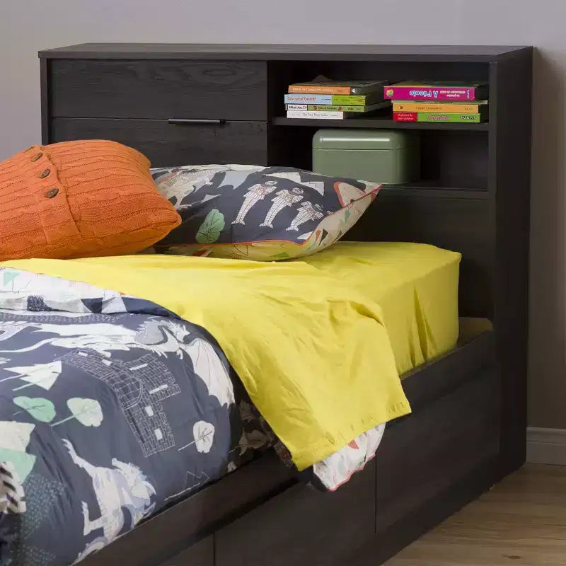 Testiera Twin per bambini con vani a giorno rovere grigio