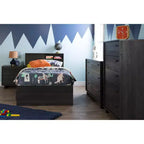 Testiera Twin per bambini con vani a giorno rovere grigio