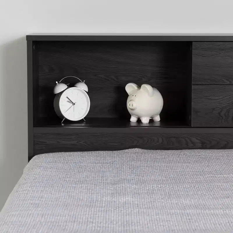 Testiera Twin per bambini con vani a giorno rovere grigio