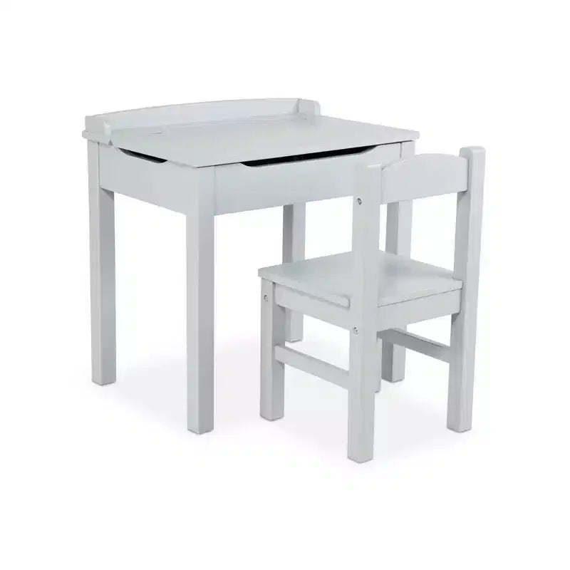 Melissa & Doug Kids Furniture Wooden Lift-Top Desk & Chair - Gray: Enclosed Storage, Wooden Frame