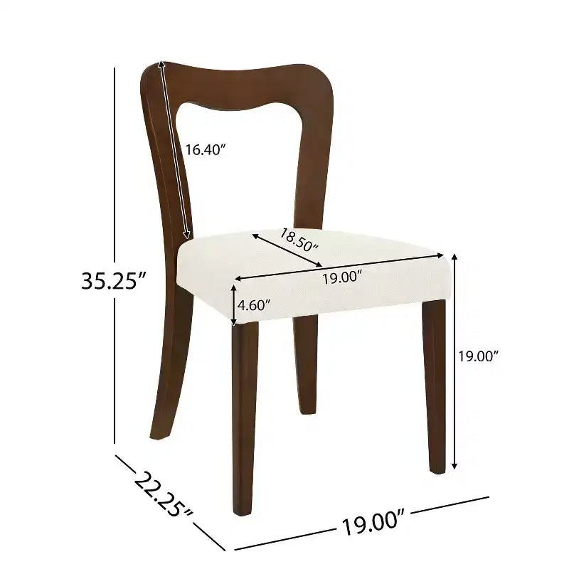 Set di 2 sedie da pranzo imbottite in legno di gomma con schienale aperto curvo beige/noce