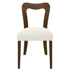 Set di 2 sedie da pranzo imbottite in legno di gomma con schienale aperto curvo beige/noce