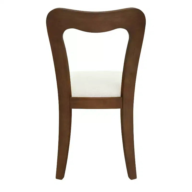 Set di 2 sedie da pranzo imbottite in legno di gomma con schienale aperto curvo beige/noce