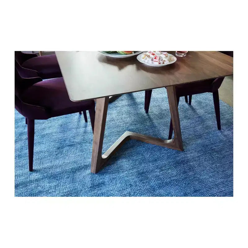 Tavolo da Pranzo Rettangolare Noce: Stile Moderno, 8 Posti, Base a Doppio Piedistallo in Legno
