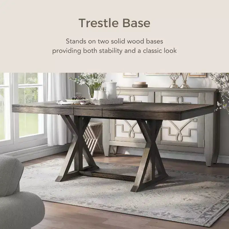 Tavolo da pranzo allungabile da 198 cm con base a trespolo