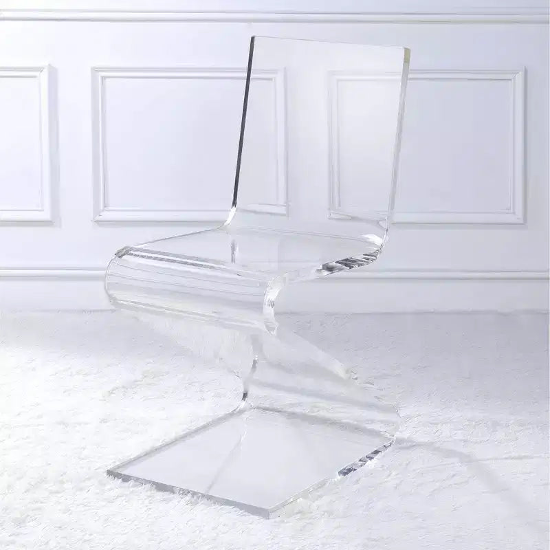 Sedia Acrilica a Z Trasparente: Sedia Moderna Senza Braccioli in Plexiglass, Senza Cuscino