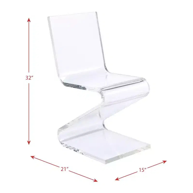 Sedia Acrilica a Z Trasparente: Sedia Moderna Senza Braccioli in Plexiglass, Senza Cuscino