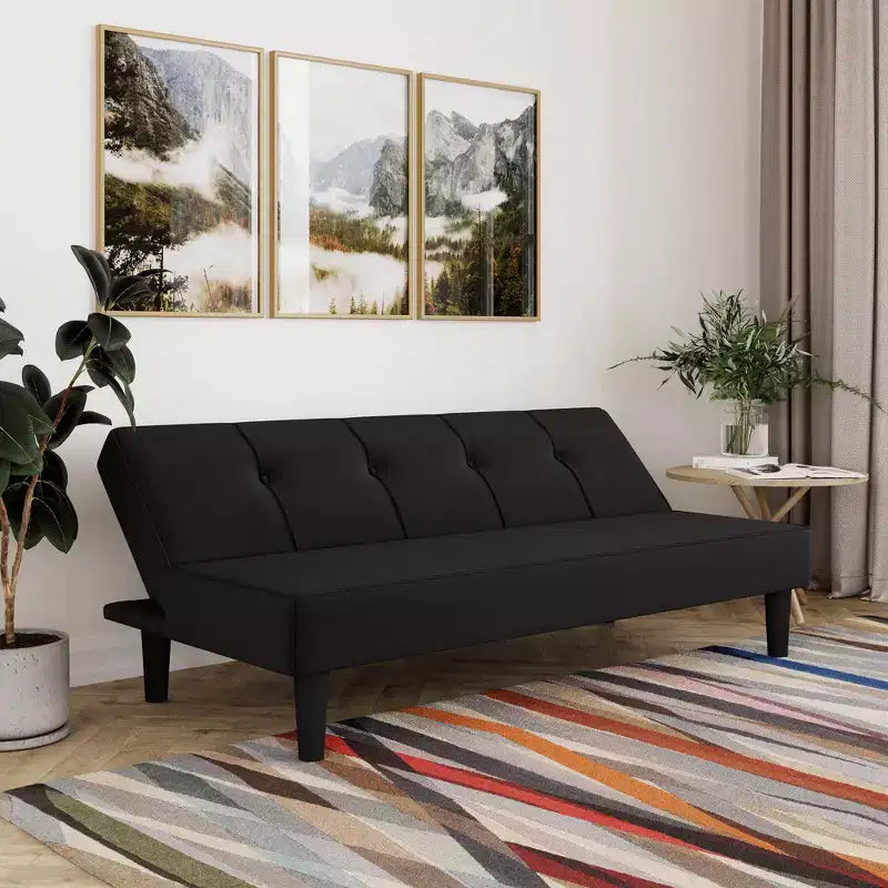 Divano letto futon convertibile a 3 posti nero