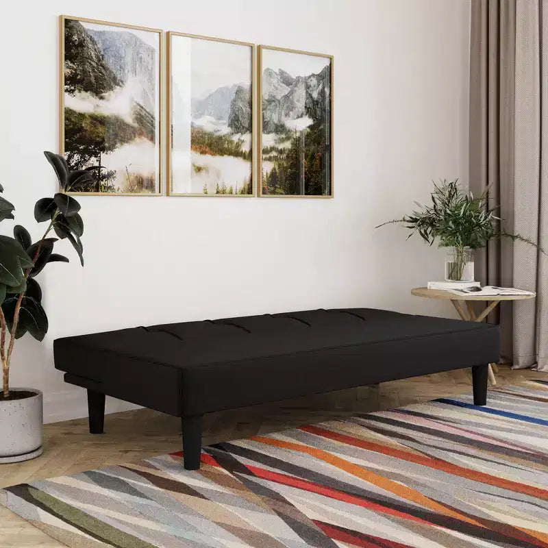 Divano letto futon convertibile a 3 posti nero