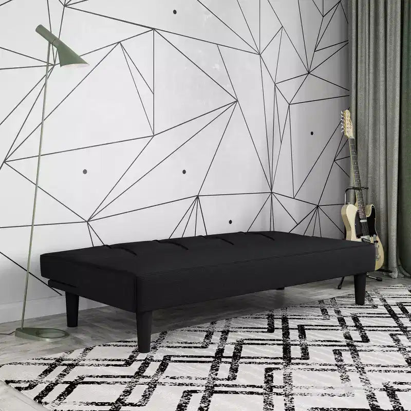 Divano letto futon convertibile a 3 posti nero