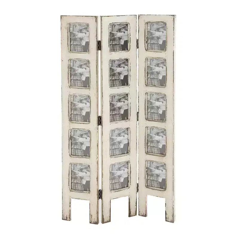 Farmhouse Chinquapin Wood Rectangle Room Divider Screen White - Olivia & May