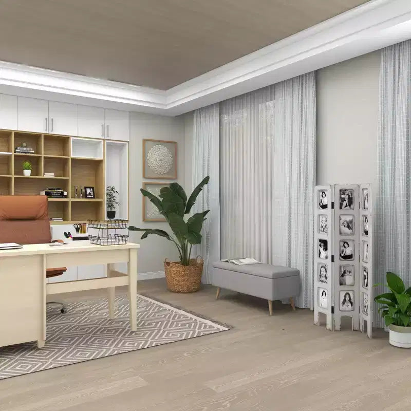 Paravento rettangolare in legno stile rustico bianco