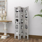 Paravento rettangolare in legno stile rustico bianco