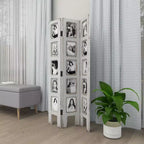 Paravento rettangolare in legno stile rustico bianco