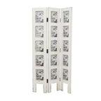 Paravento rettangolare in legno stile rustico bianco