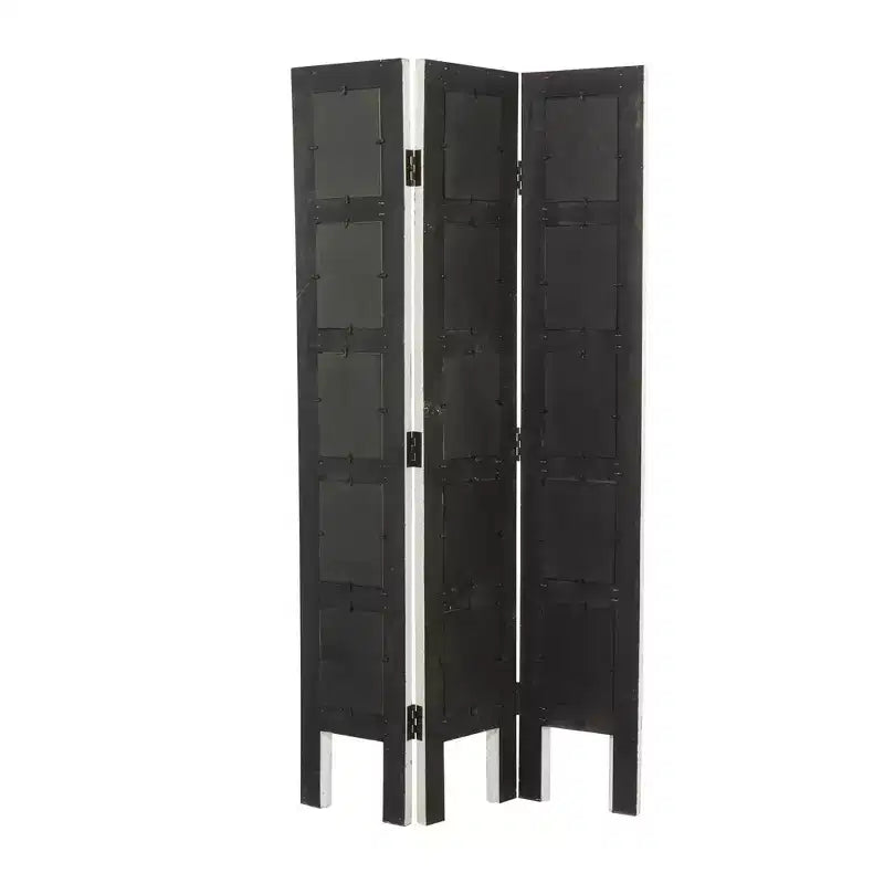 Paravento rettangolare in legno stile rustico bianco