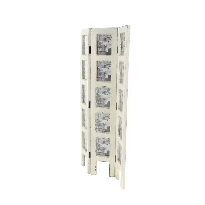 Paravento rettangolare in legno stile rustico bianco