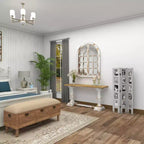 Paravento rettangolare in legno stile rustico bianco