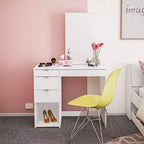 Toeletta con Specchio Bianco: Moderna Scrivania da Trucco, Forma Rettangolare, Materiale in Legno