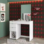 Toeletta con Specchio Bianco: Moderna Scrivania da Trucco, Forma Rettangolare, Materiale in Legno