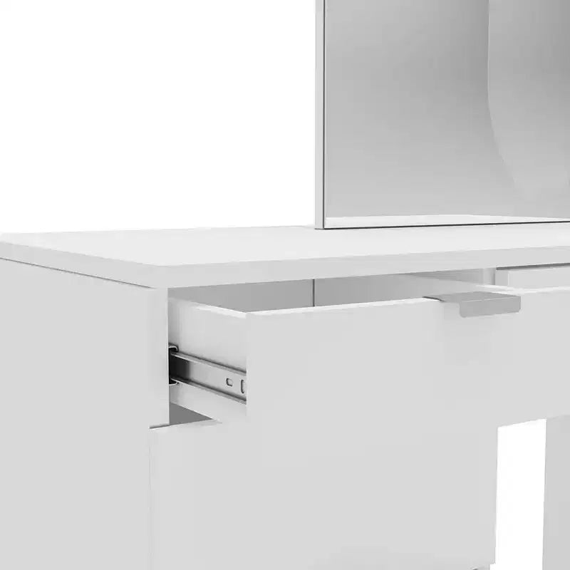 Toeletta con Specchio Bianco: Moderna Scrivania da Trucco, Forma Rettangolare, Materiale in Legno