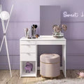 Toeletta con Specchio Bianco: Moderna Scrivania da Trucco, Forma Rettangolare, Materiale in Legno