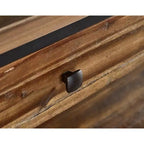 Tavolo Consolle Claremont in Legno Rustico con Due Cassetti e Ripiano Inferiore Marrone Scuro: Stile Industriale, Struttura in Metallo, Mobile Contenitore per Ingresso
