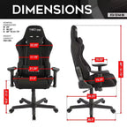 Sedia da gaming in tessuto ergonomica stile racer con schienale alto nera: Ufficio, Girevole, Supporto lombare