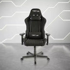 Sedia da gaming in tessuto ergonomica stile racer con schienale alto nera: Ufficio, Girevole, Supporto lombare