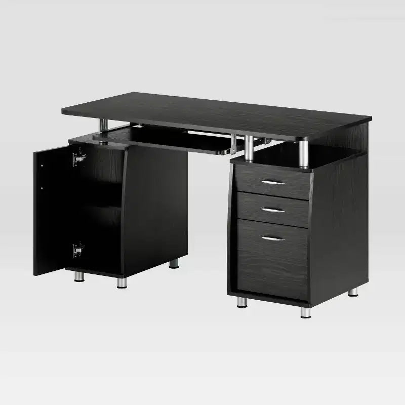 Scrivania Completa per Computer con Archiviazione Espresso: Mobili da Ufficio in MDF, Cassetto per Tastiera