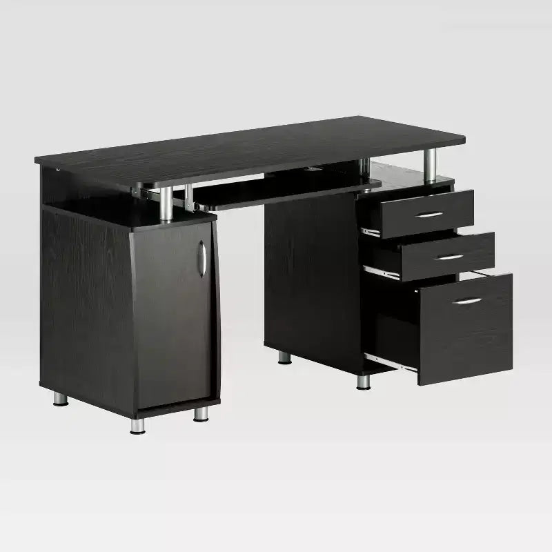 Scrivania Completa per Computer con Archiviazione Espresso: Mobili da Ufficio in MDF, Cassetto per Tastiera
