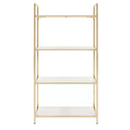 Libreria 152 cm Bianco/Oro: Elegante, Struttura in Metallo a 4 Ripiani, Superficie Laminata, Arredamento Moderno per Ufficio