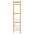 Libreria 152 cm Bianco/Oro: Elegante, Struttura in Metallo a 4 Ripiani, Superficie Laminata, Arredamento Moderno per Ufficio