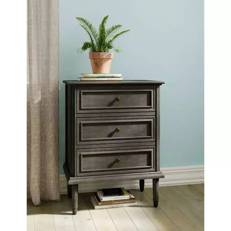 Cassettiera a 3 cassetti grigio scuro: Struttura in pino, Stile tradizionale, Senza ripiani