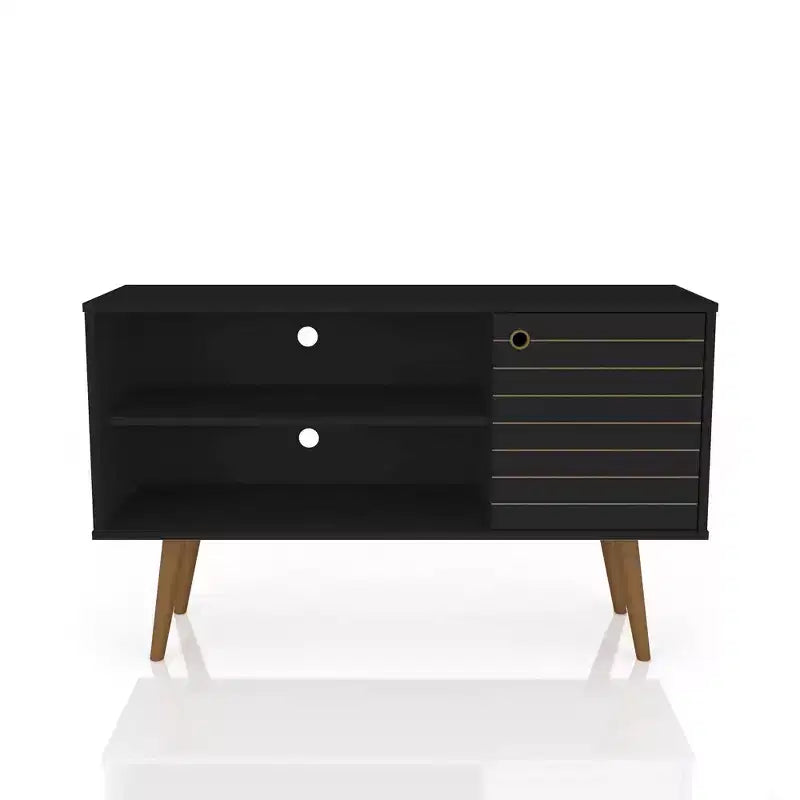 Liberty Mid-Century Modern 2 Shelves and 1 Door TV Stand for TVs up to 46 - Manhattan Comfort