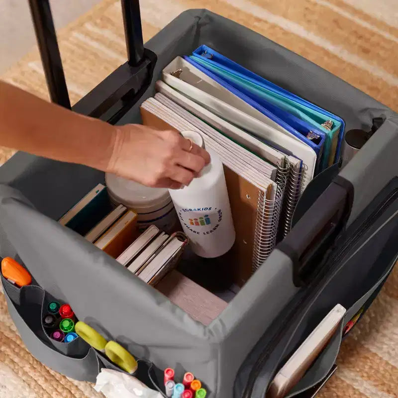 Carrello Utility Universale con Borsa Organizer in Tela, Contenitore Mobile, Nero/Grigio
