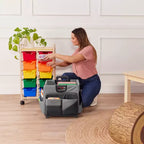 Carrello Utility Universale con Borsa Organizer in Tela, Contenitore Mobile, Nero/Grigio