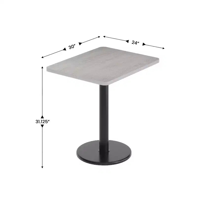 Piano del tavolo rettangolare in laminato da 24'' x 30'' con base da 18'' ad altezza tavolo rotonda