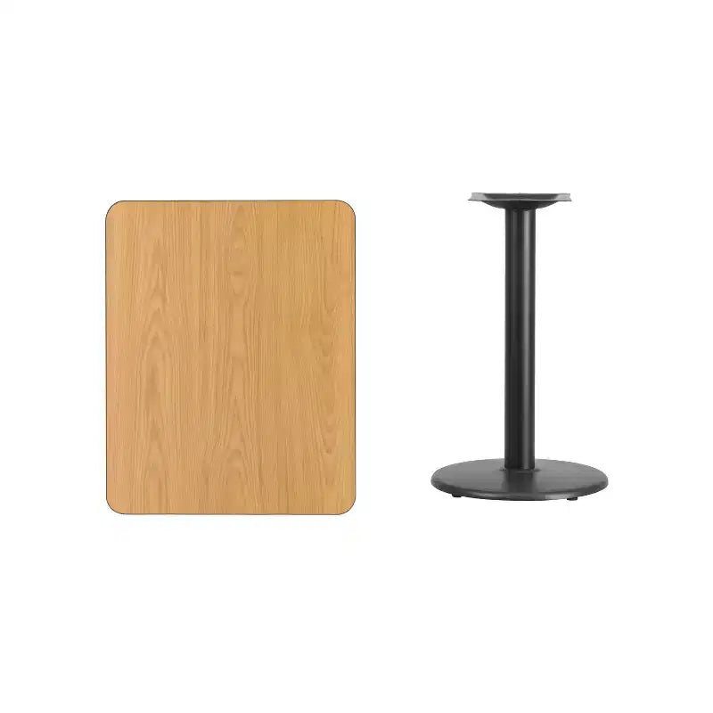 Piano del tavolo rettangolare in laminato da 24'' x 30'' con base da 18'' ad altezza tavolo rotonda