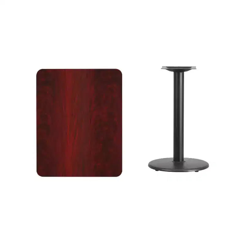 Piano del tavolo rettangolare in laminato da 24'' x 30'' con base da 18'' ad altezza tavolo rotonda