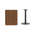 Piano del tavolo rettangolare in laminato da 24'' x 30'' con base da 18'' ad altezza tavolo rotonda