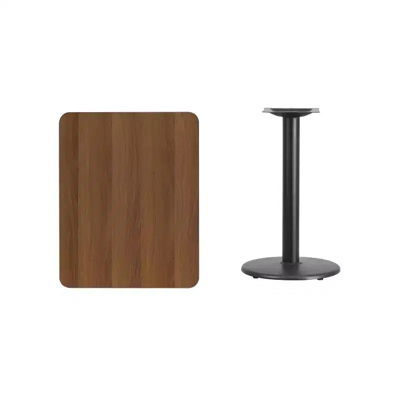 Piano del tavolo rettangolare in laminato da 24'' x 30'' con base da 18'' ad altezza tavolo rotonda