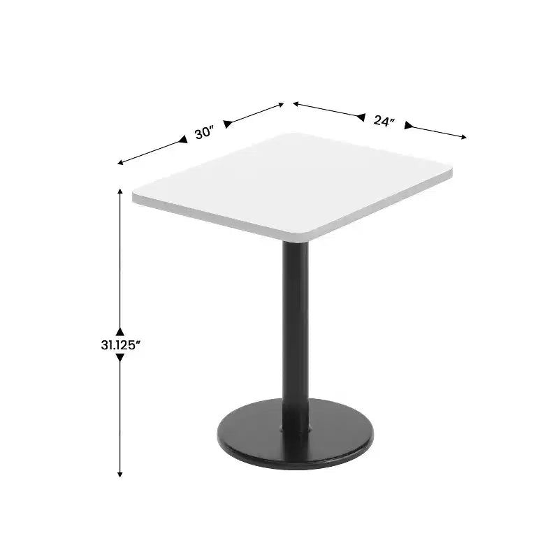Piano del tavolo rettangolare in laminato da 24'' x 30'' con base da 18'' ad altezza tavolo rotonda