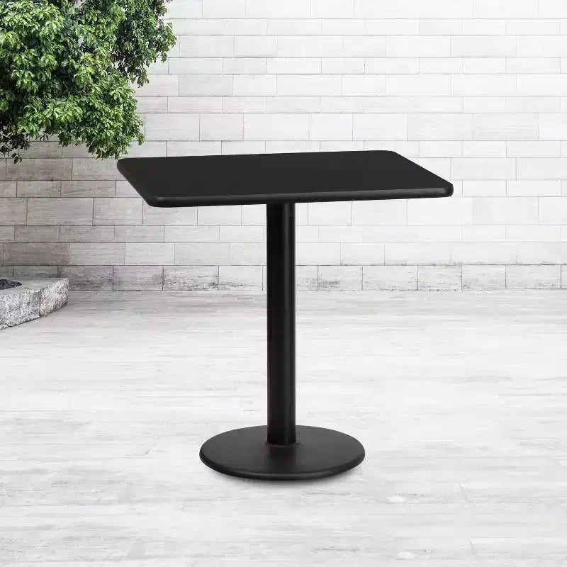 Piano del tavolo rettangolare in laminato da 24'' x 30'' con base da 18'' ad altezza tavolo rotonda