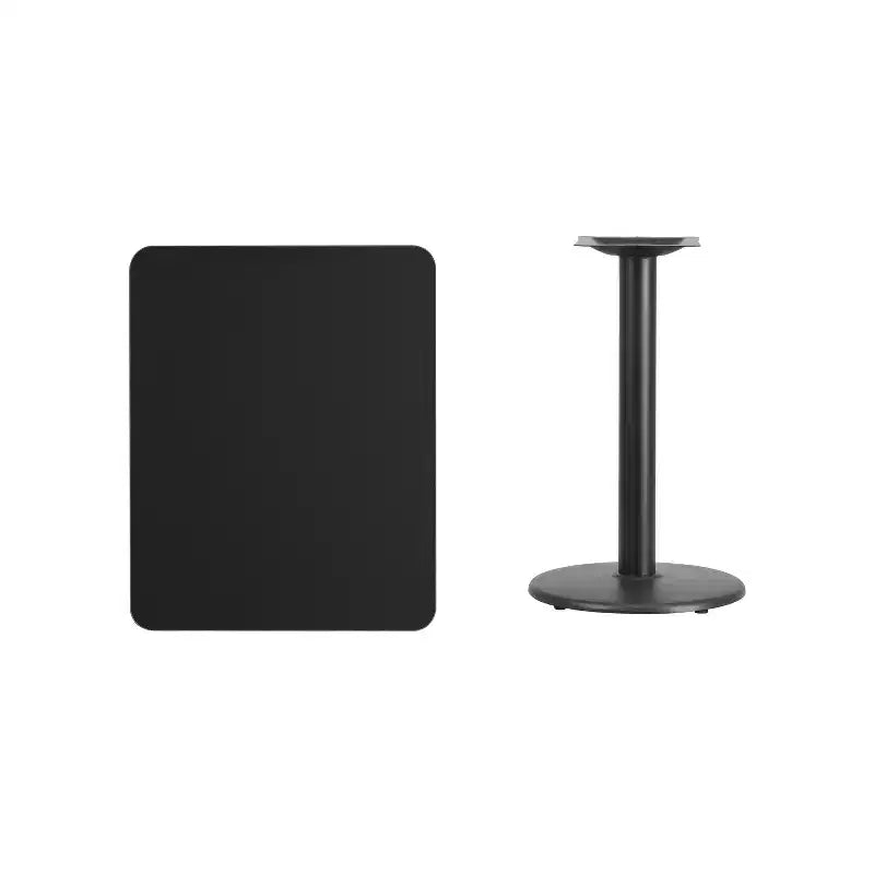 Piano del tavolo rettangolare in laminato da 24'' x 30'' con base da 18'' ad altezza tavolo rotonda