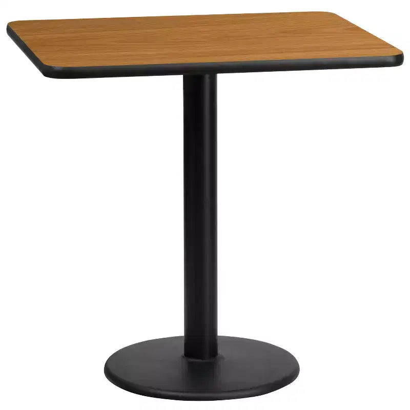 Piano del tavolo rettangolare in laminato da 24'' x 30'' con base da 18'' ad altezza tavolo rotonda