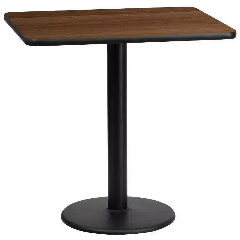 Piano del tavolo rettangolare in laminato da 24'' x 30'' con base da 18'' ad altezza tavolo rotonda