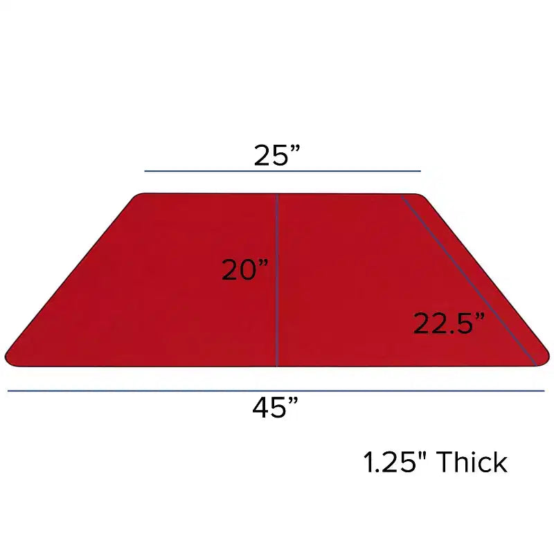 Tavolo per attività con piano trapezoidale in laminato HP, 22,5" L x 45" P - Gambe corte regolabili in altezza