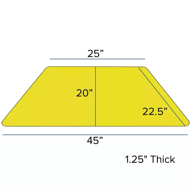Tavolo per attività con piano trapezoidale in laminato HP, 22,5" L x 45" P - Gambe corte regolabili in altezza